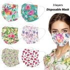 Маска одноразовая, 3 слоя, с цветочным принтом, дышащая, 10-100 шт.
