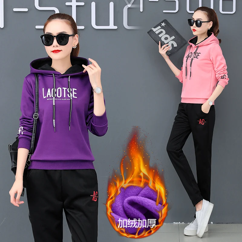 Зимний женский плюс бархат толстый Повседневный длинный рукав рубашка + брюки