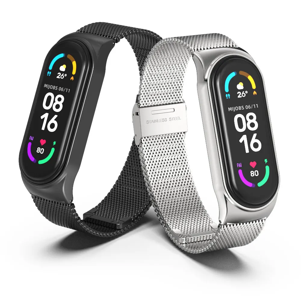 Strap for Mi Band 5 6 Metal Milanese Bracelet On 4 Wristband Amazfit 3 For Xiaomi Miband | Электроника