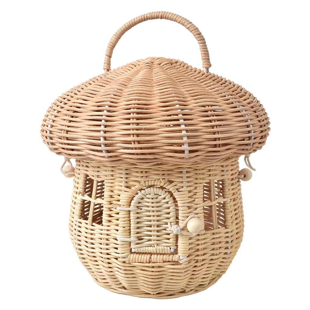 

Female Chic Rattan Storage Basket Handbag Tote Bucket Beach Party Kid Room