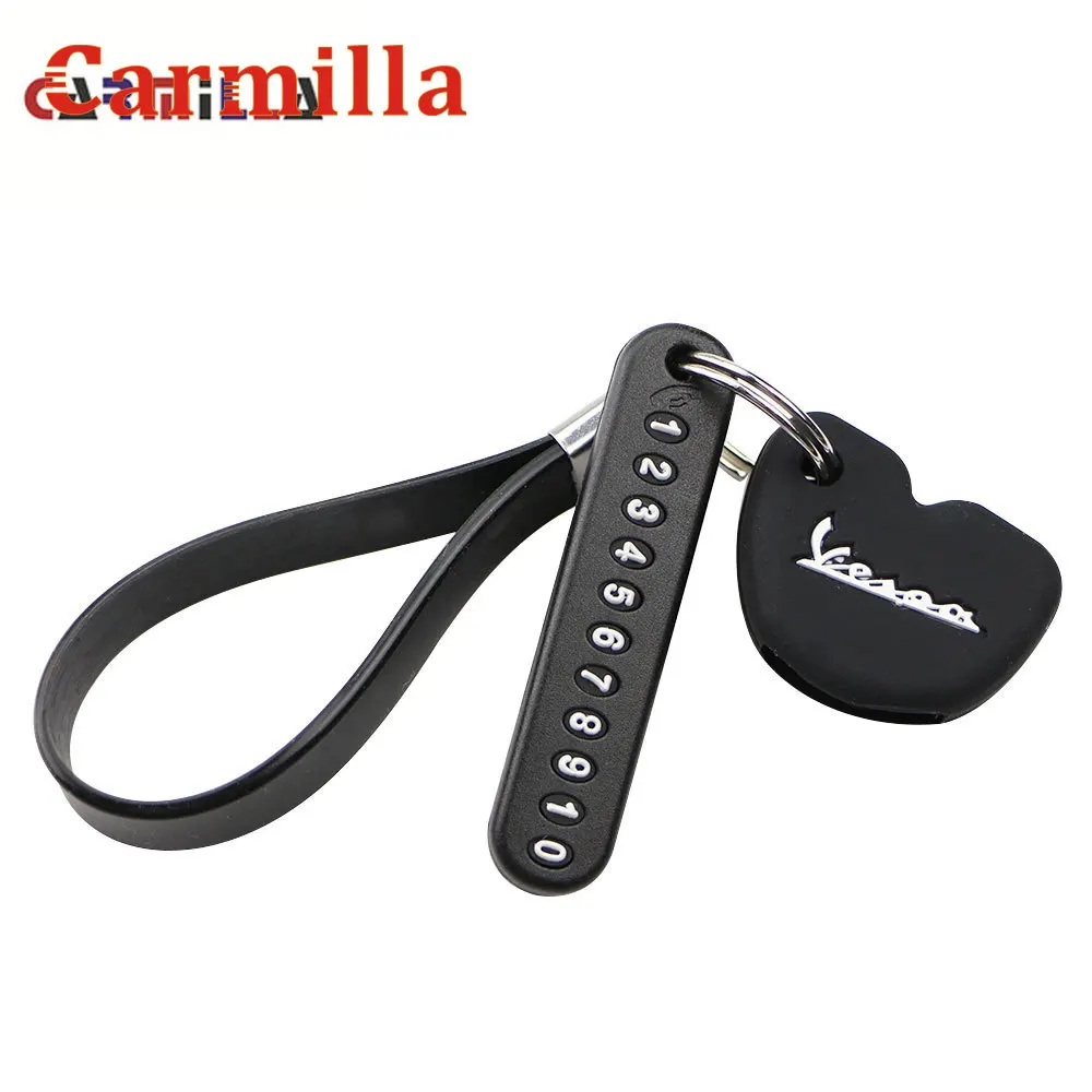 

3Pcs/Set Silicone Car Key Case Cover Key Chain with DIY Phone Number for Vespa Enrico Piaggio GTS300 LX150 Fly 125 3vte Gts 200