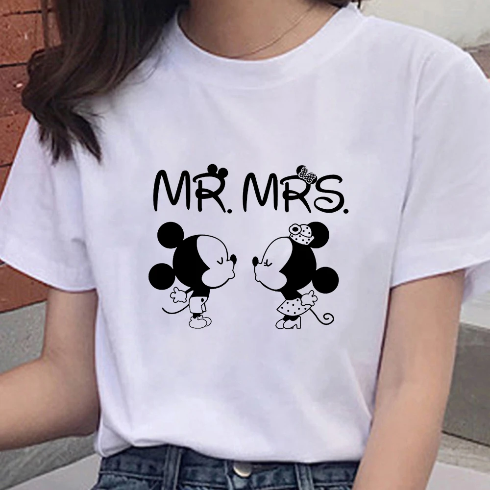 

Harajuku Disney Series Women Tshirt Cartoon Mickey Mouse Female Teeshirt White Round Neck Short Sleeves Summer Top Girl Favorite