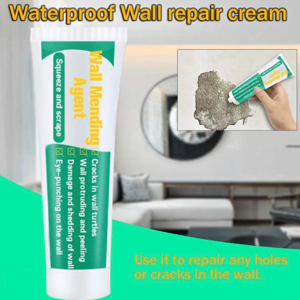 

Wall Mending Agent Waterproof Wall Crack Paste Repair Cream Quick-Drying Used for Wall Damage Dirty And Complete Small Repairs