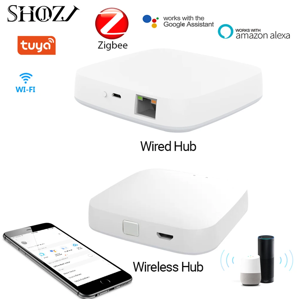 Remoto sem Fio Funciona com Alexa Tuya Zigbee Inteligente Gateway Casa Ponte Controle Google Hogar Shojzj Hub