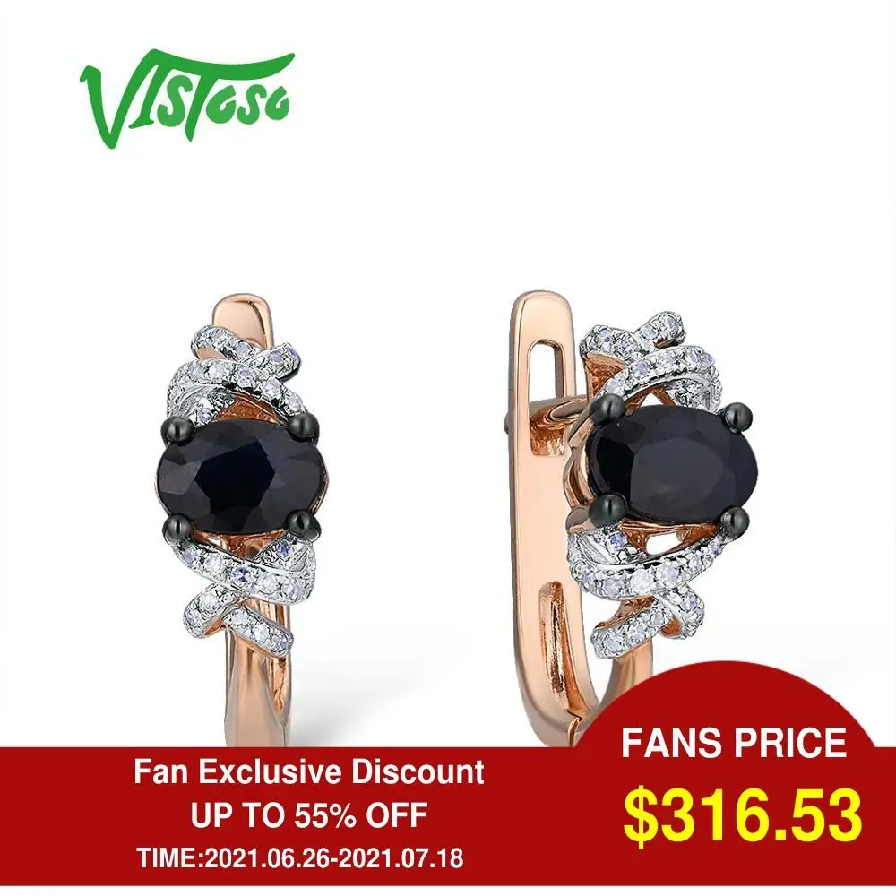VISTOSO Подлинная 14 K 585 серьги из розового золота для женщин сверкающий синий