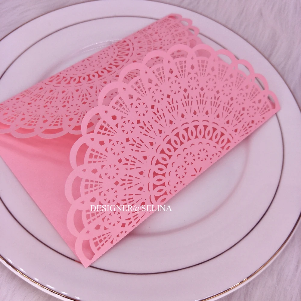 50 шт розовые персонализированные свадебные приглашения с лазерной гравировкой