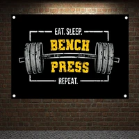 eat sleep bench paess repeat vintage exercise fitness banners flags sports inspirational posters tapestry gym wall decoration