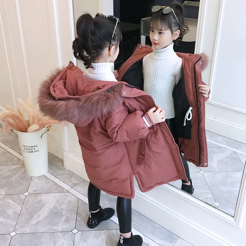Теплая хлопковая стеганая куртка для девочек 2019 г. Корейская зимнее пальто