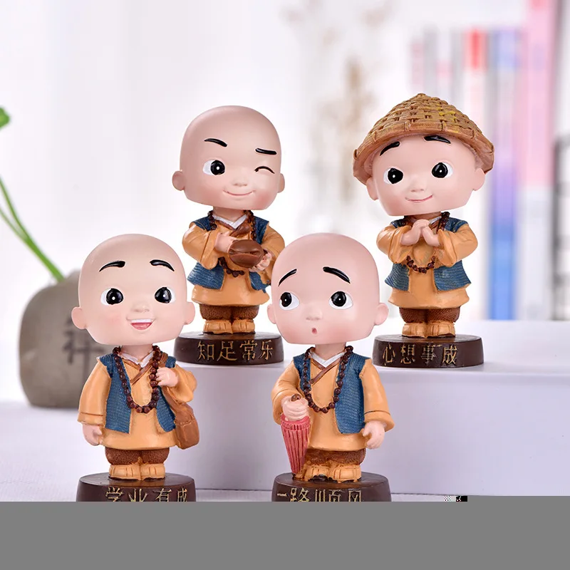 

Kung Fu Little Monk Car Decoration Lovely Toy Resin Doll Ornaments Car Accessories Resin Office Home Table Decor