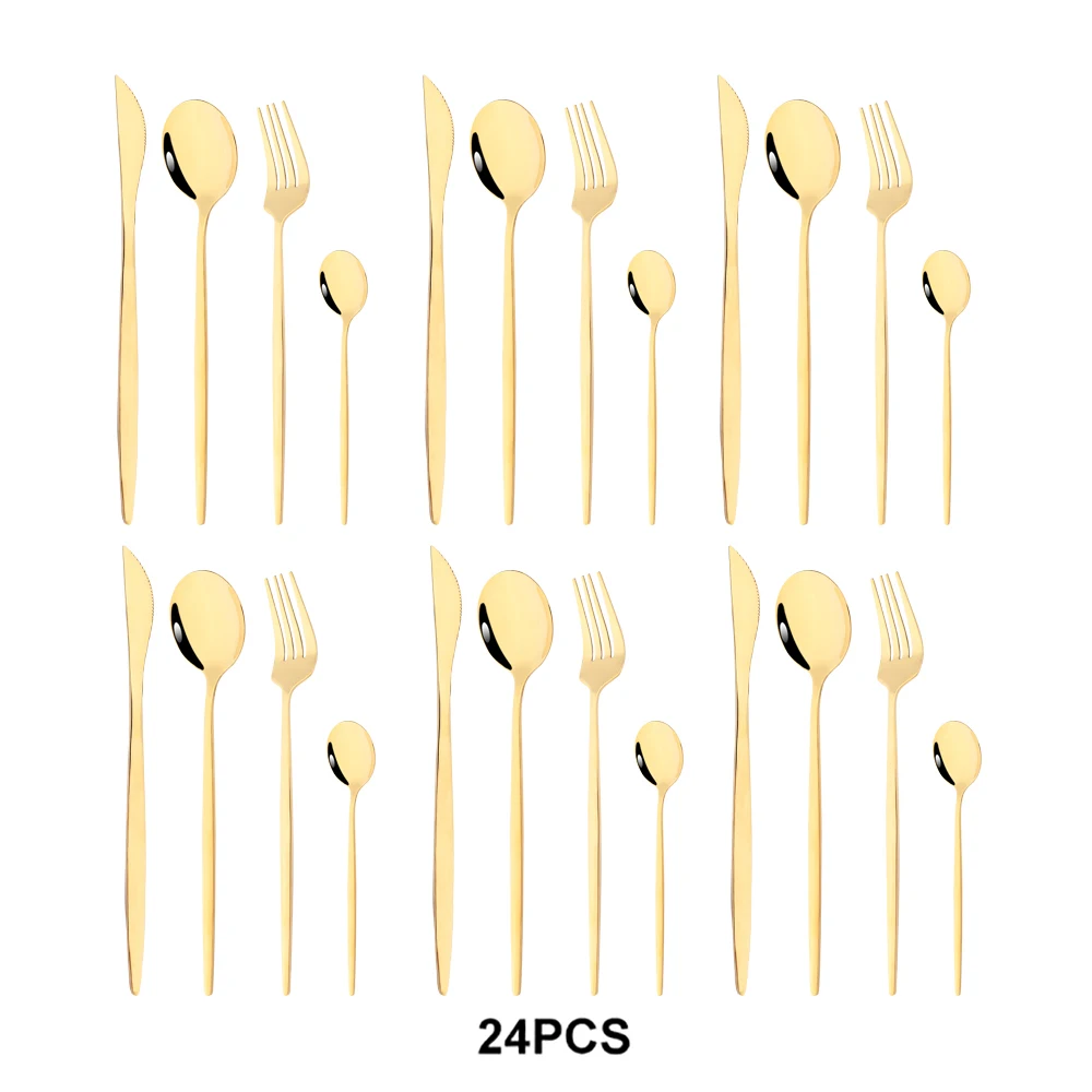 Набор столовых приборов золотистый из нержавеющей стали набор 24 золотистого
