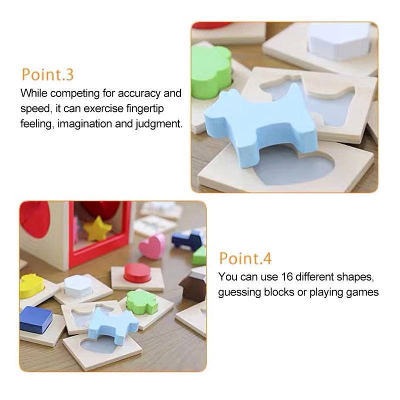 

Montessori Shape Matching Toys Wooden Blind Box Early Education Touching Guessing Tactile Training Block Color Recognition Toy