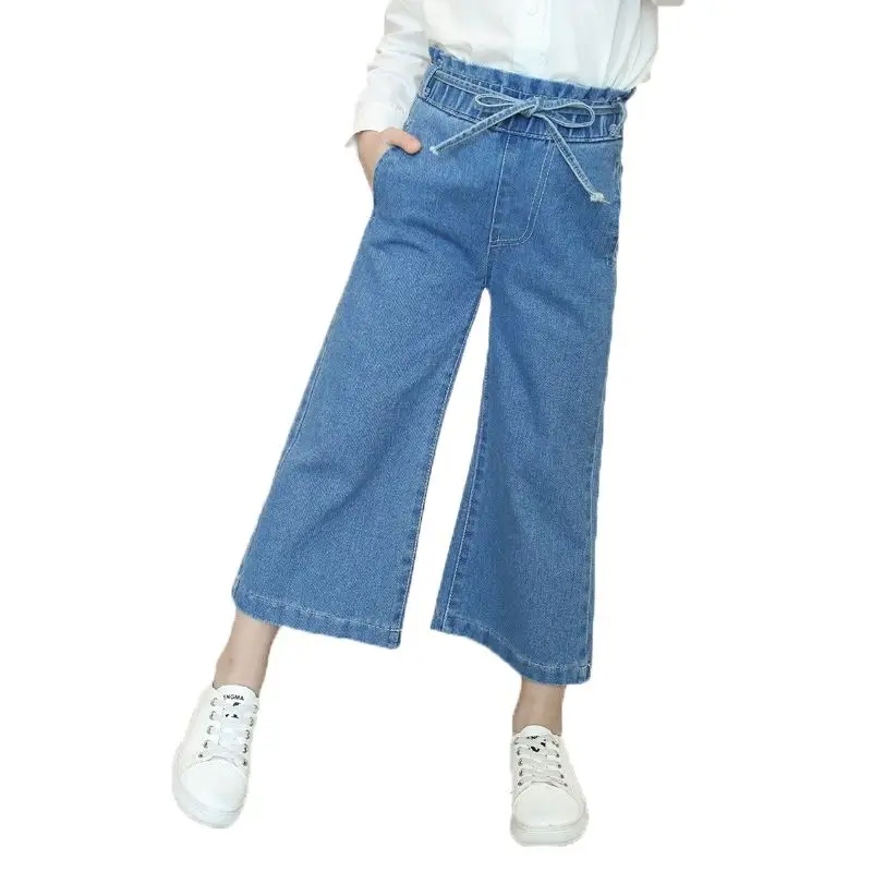 Свободные штаны для девочек подростков джинсы повседневные осенние джинсовые