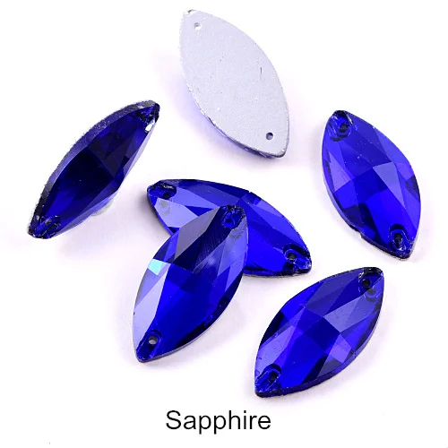 Sapphire 5 размеров красочные Наветт стеклянные стразы шьют на Стразы желтый плоский с оборота конский глаз формы пришивные стразы для одежды B0161 - Цвет: Sapphire