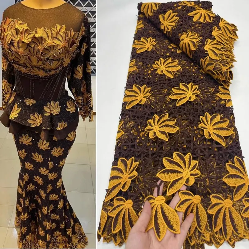 

Гипюровая кружевная ткань, африканская французская кружевная ткань, Высококачественная кружевная ткань для свадебного шитья TS9493