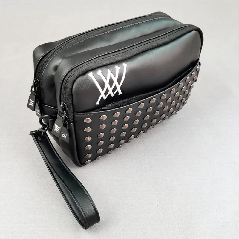 

Golf Bags Fashion Trend Rivet Handbag Men's and Women's Universal Two Zipper Independent Space Clutch fashion Bag Golf Supplies