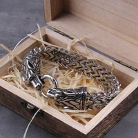 never fade rock viking dragon charm bracelet mens stainless steel mesh chain gold wolf punk bracelets biker jewelry