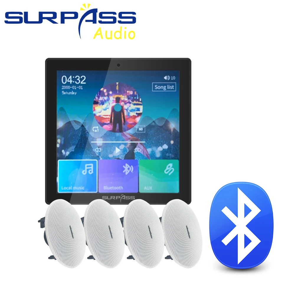 Настенный мини усилитель с сенсорным экраном Bluetooth Fm Hi Fi стерео звук сабвуфер
