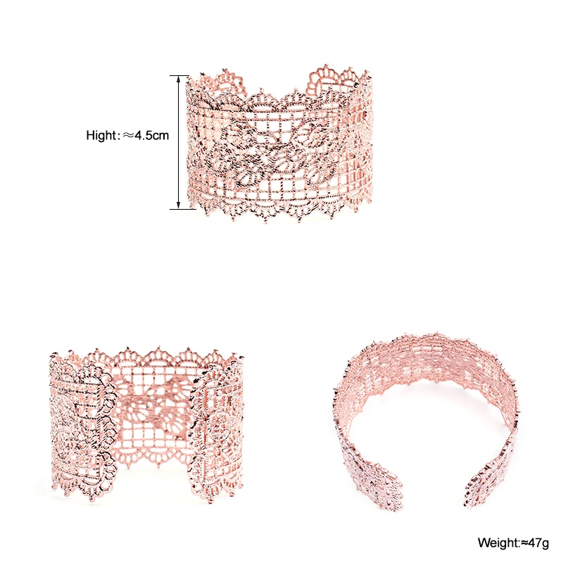 Fashion Hollow Out Open Cuff Bracelets &amp Bangles Women Elegant Jewelry Rose Gold Silvery Openwork Metal Brass Bracelet BR044 | Украшения