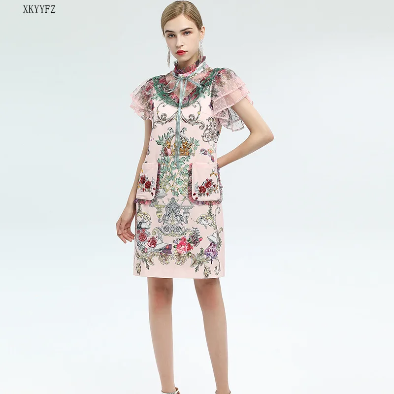 pink lace floral summer girls dresses women long casual sexy office work robe femme bohemian dress plus size short sleeve