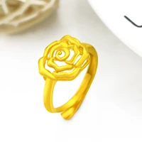 womens wedding 14k gold plated ring for bride engagement anniversary jewelry delicate flower pattern for birthday gifts female