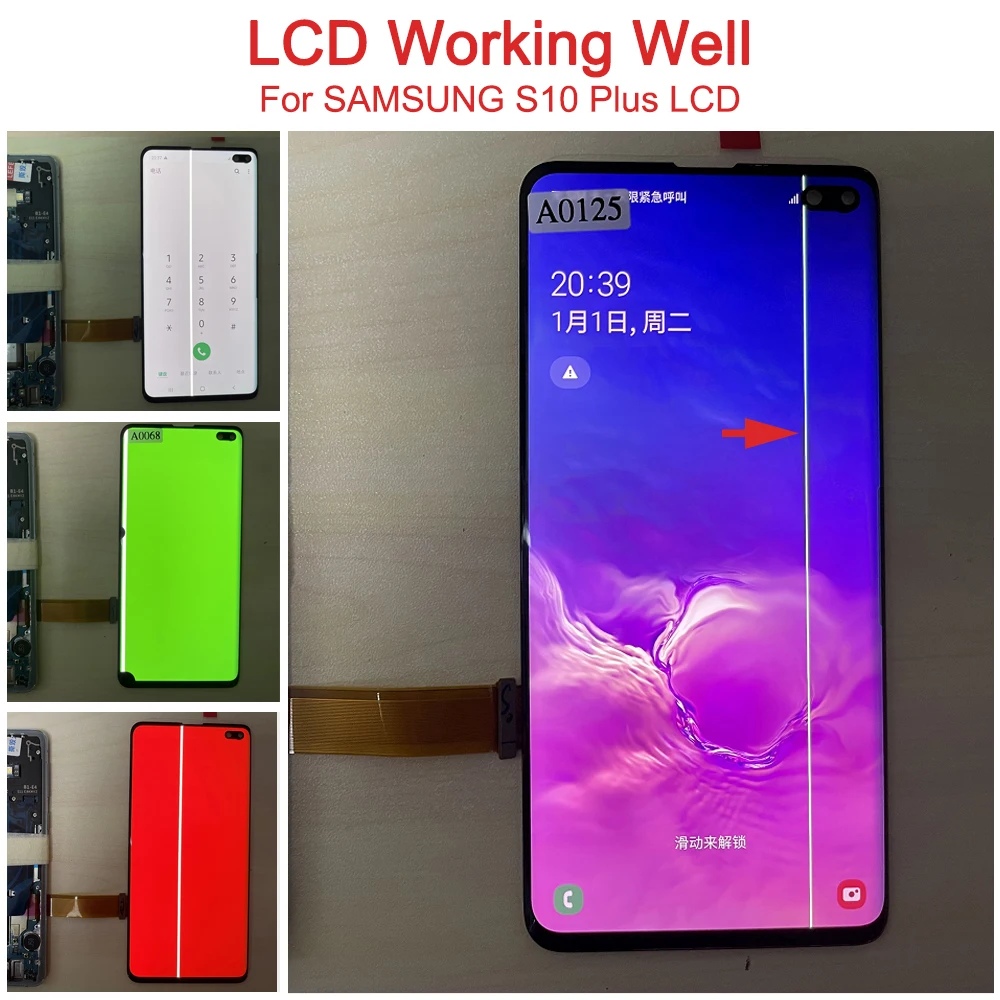 

Оригинальный ЖК-дисплей для Samsung S10 Plus с дефектом для Samsung Galaxy S10 + LCD SM-G975F/DS G975U ЖК-экран дигитайзер