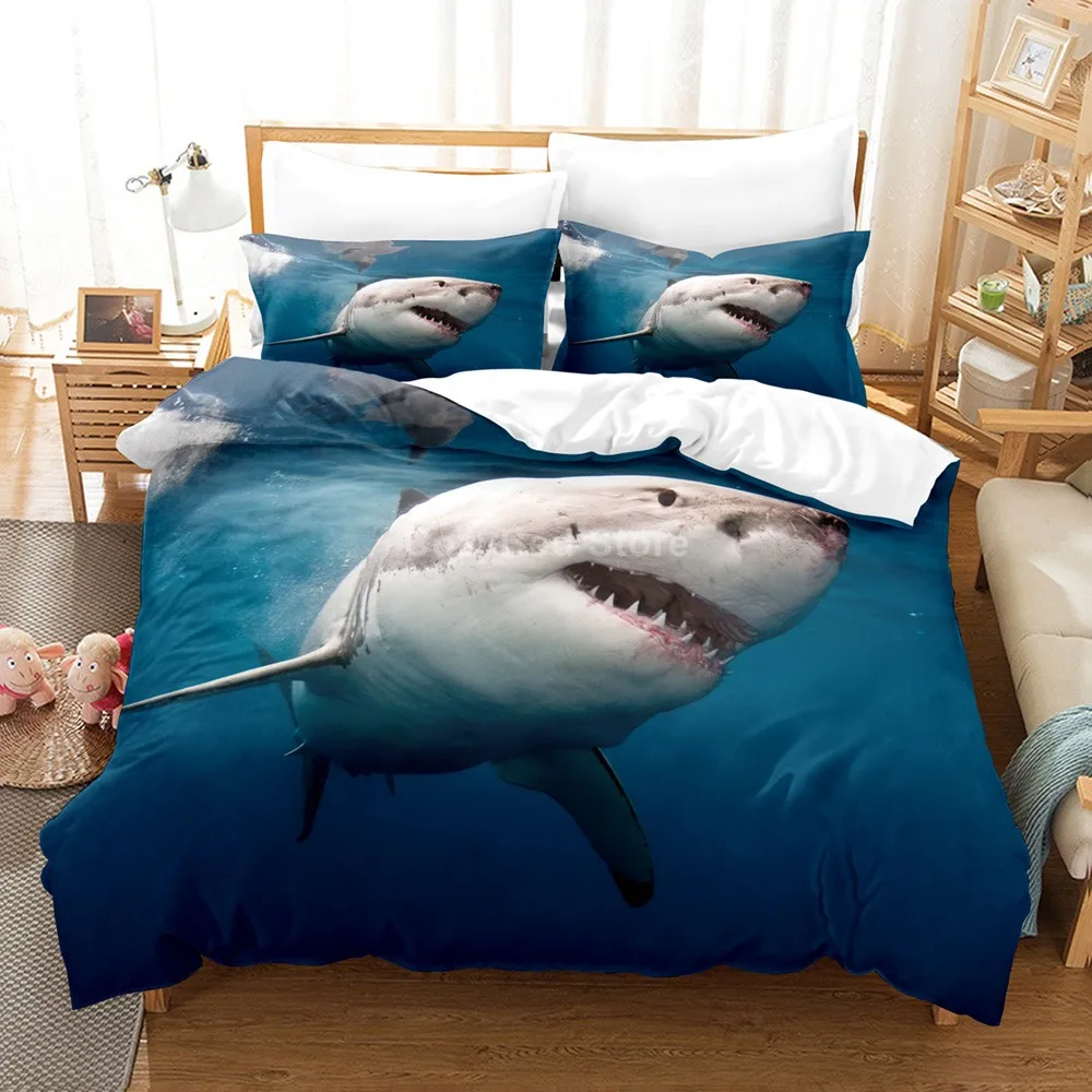 

Комплект постельного белья с изображением морских животных, акулы, наборы постельного белья с 3d пододеяльником, постельное белье, двойная, ...