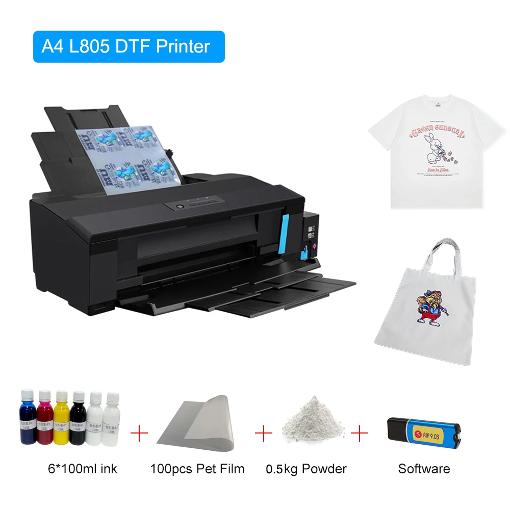 A4 DTF Printer Direct Transfer Film DTF Printer A4 For Epson L805 A4 Heat Press Film Print Machine For T shirt Hoodies Jeans