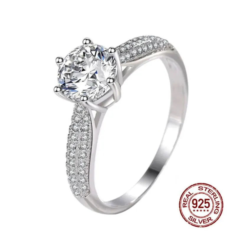 Роскошное 1.5ct 7 мм созданное муассанитом кольцо из серебра 925 для женщин