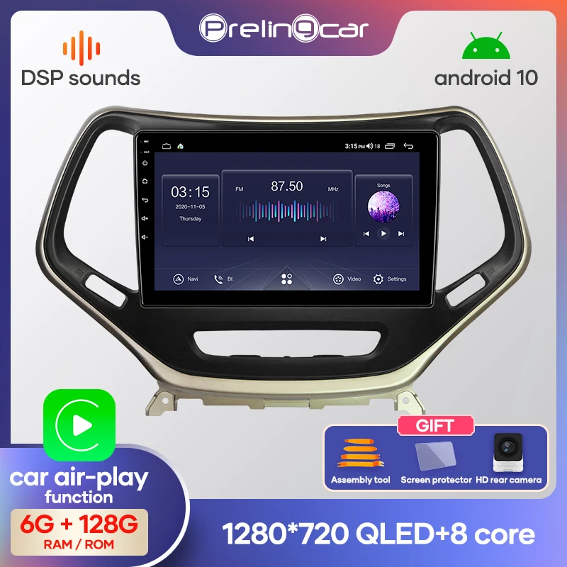 Автомагнитола Prelingcar 2 Din Android 9 0 без DVD с видеоплеером GPS навигацией для Jeep Grand Cherokee 5