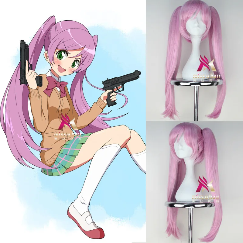 Сабаж-Бу! Urara Kasugano косплей парик Sabagebu клуб выживания! Розовые длинные прямые