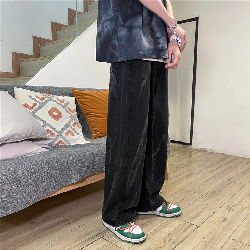 DIMI Men Denim Trousers Classic Cargo Pocket Jeans Blue Men Casual Pants S-3XL Men's Fashion Wide Leg Pants Baggy Homme