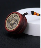 red sandalwood brass cow turn the world and make money to make money double sided top handle key rope pendant