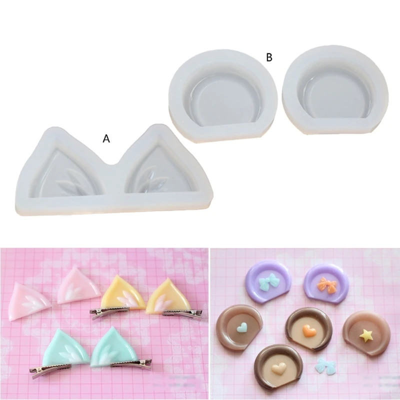 

DIY Ears Hair Clips Casting Moulds Hair Pin Jewelry Mold Silicone Resin Epoxy Barrette Mould Agate Crystal Epoxy Mould