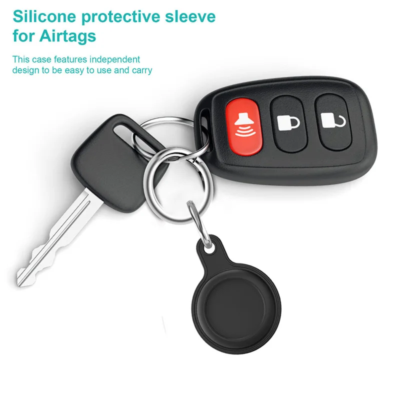 

For Apple Airtags Locator Silicone Protective Sleeve Metal Ring Buckle Sports Plastic Shell Anti-lost Device Keychain