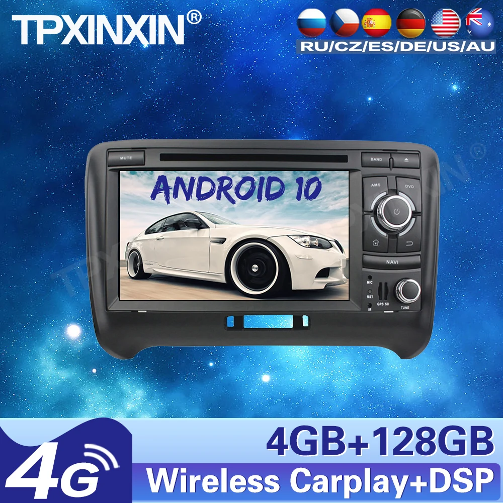 

4+128G For Audi TT 2006-2013 Android10.0 Car Radio Stereo Tape recordr Multimedia video player GPS Navigation HeadUnit Carplay