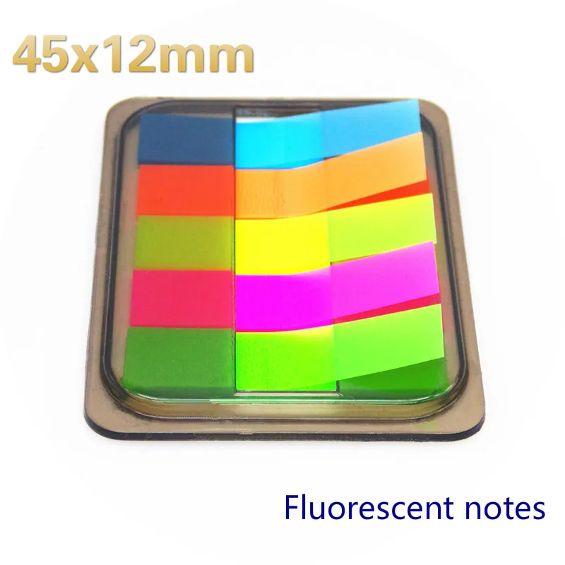 

1 box of Fluorescence Self Adhesive Memo Pad Sticky Notes Bookmark Marker Memo Sticker Paper Student office Supplies