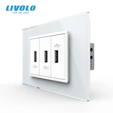 Livolo C9 US AU Standard 67.5mm Luxurious Telephone Com TV  SATV aiduo socket, white Pearl Crystal Glass panel, socket plugs