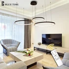 Современная светодиодная люстра с 4 кольцами и 3 кольцами, светильник для гостиной, спальни, столовой, Подвесная лампа, комнатное освещение, металлический светильник