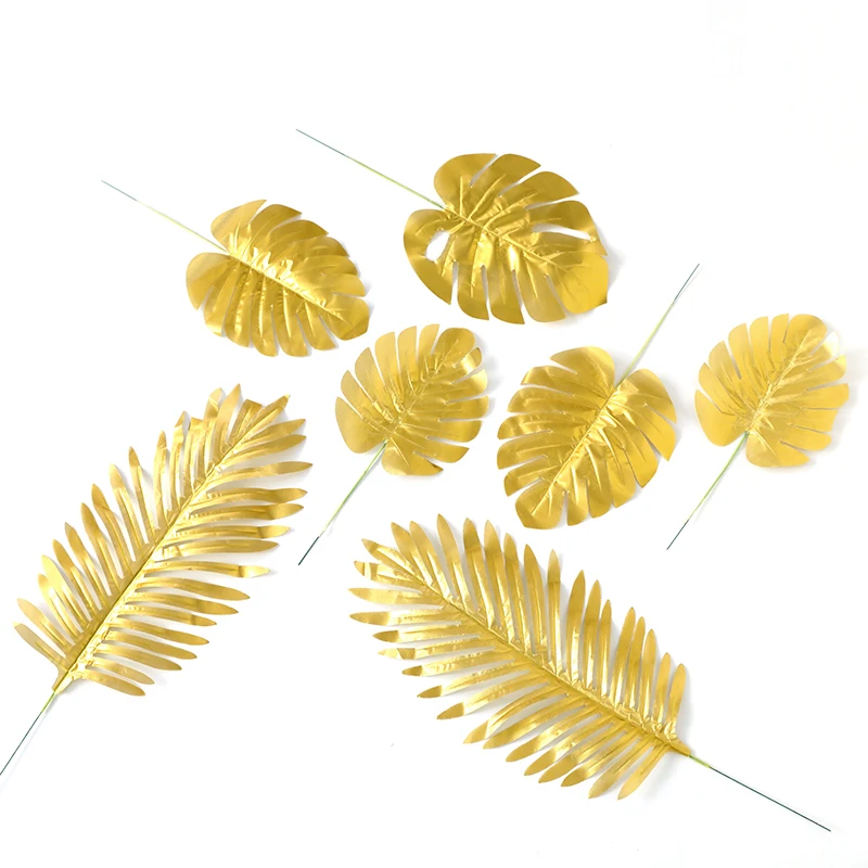 5 шт. цвета: золотистый зеленый пальмовых листьев искусственные тропические DIY