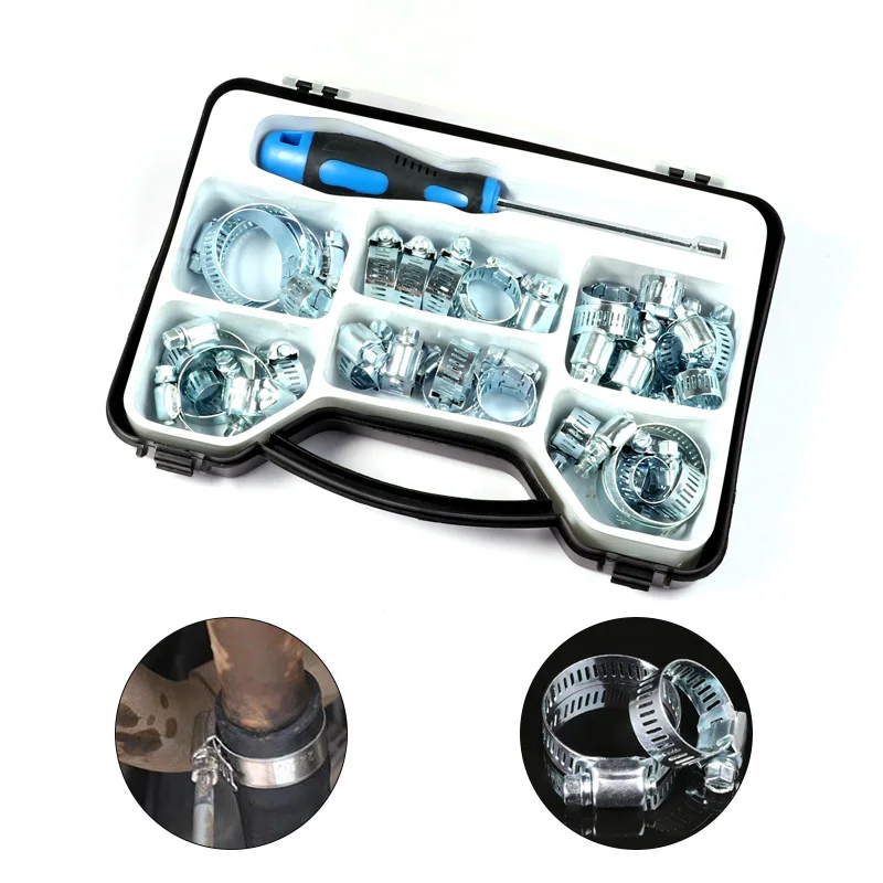 

Home Improvement Hand Tools Adjustable Worm Gear Hose Clamps , for Pipe rubber hose clamps Fuel Line Clamp Assortment Kit 40pcs