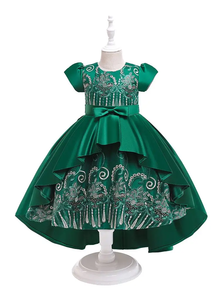 

Платье для вечеринки для девочек, модные элегантные вечерние платья неправильной формы с бантом, европейские костюмы с вышивкой в виде амер...