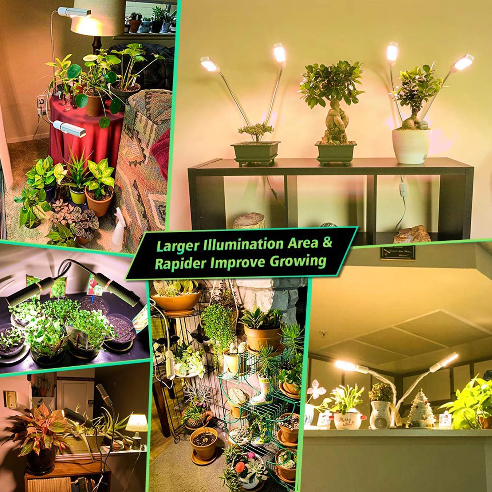 

LED Grow Light for Indoor Plants,15000Lux Full Spectrum Grow Lamp, Dual Head Gooseneck Plant Light with Replaceable Bulbs