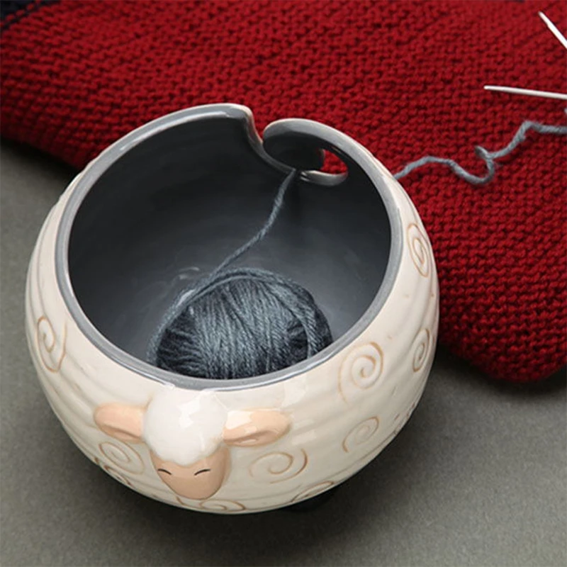 

Sleepy Sheep Ceramic Yarn Bowl Yarns Ball Storage Holder Knitting Crochet Craft 85LA