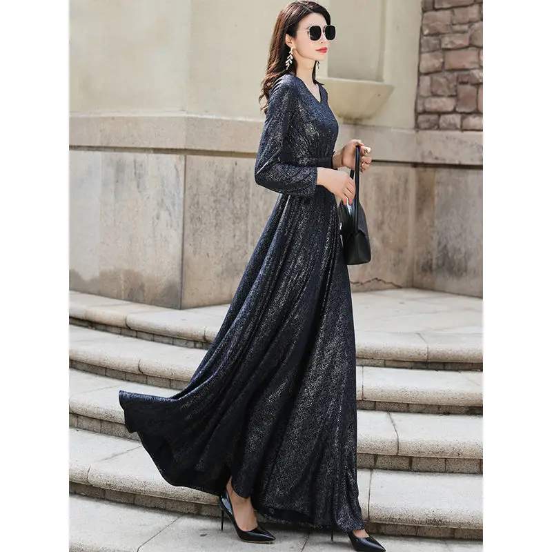 В богемном стиле Стиль для женщин тонкий печати длинный осень-зима с круглым