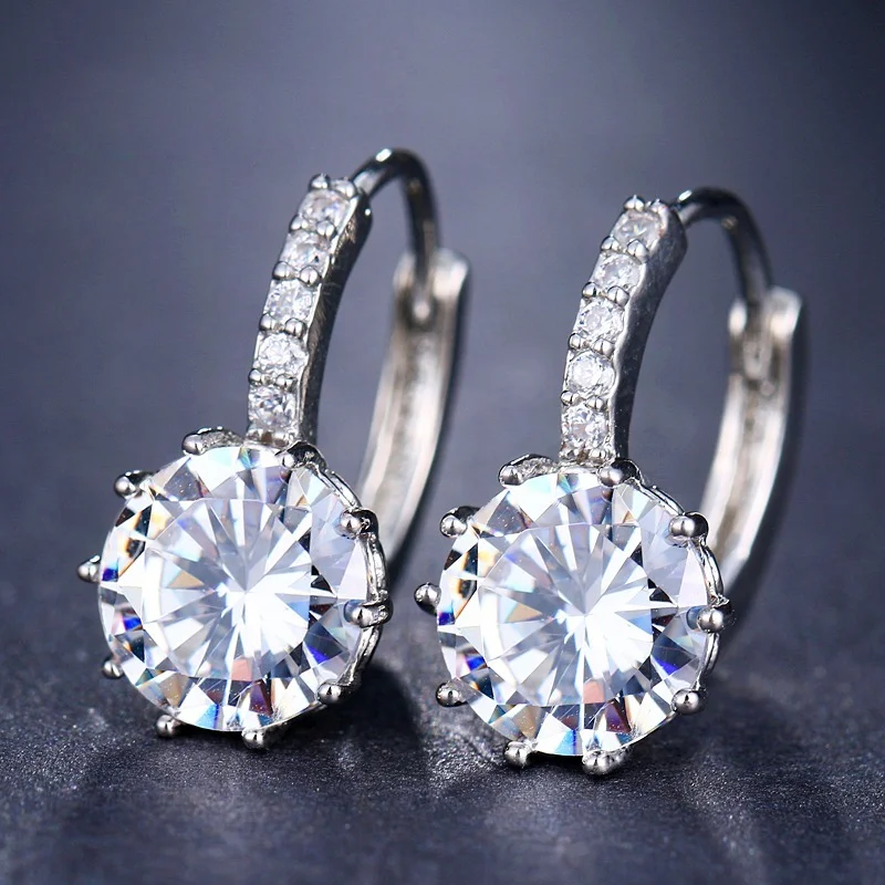 

Fashion 10 Colors AAA CZ Hoop Earrings for Women Silver Color Crystal Girl Hoops Jewelry Gift Wholesale