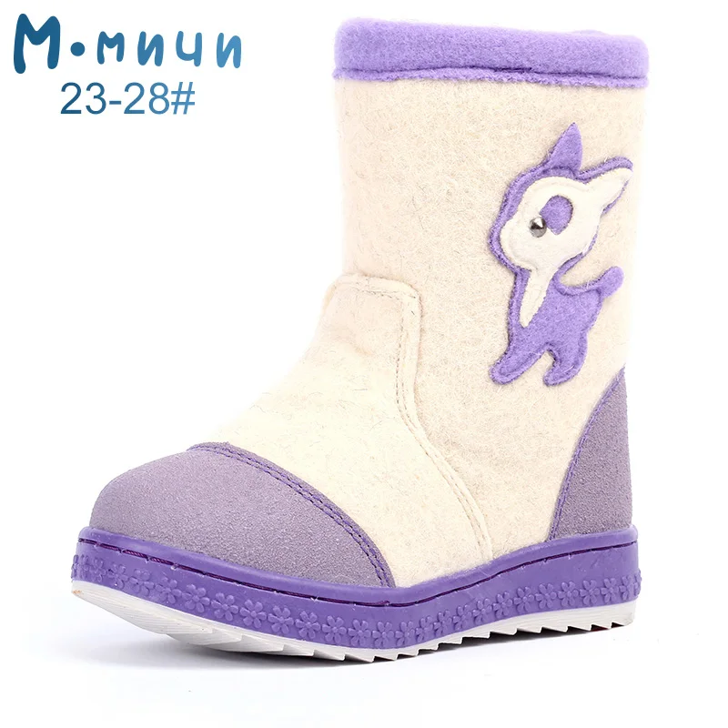 MMNUN Baby Boots For Girls Felt Boots Baby Children Shoes For Girls Shoes Children Boots Winter warm boots baby Size 23-28ML9428 - Цвет: ML9428A-2