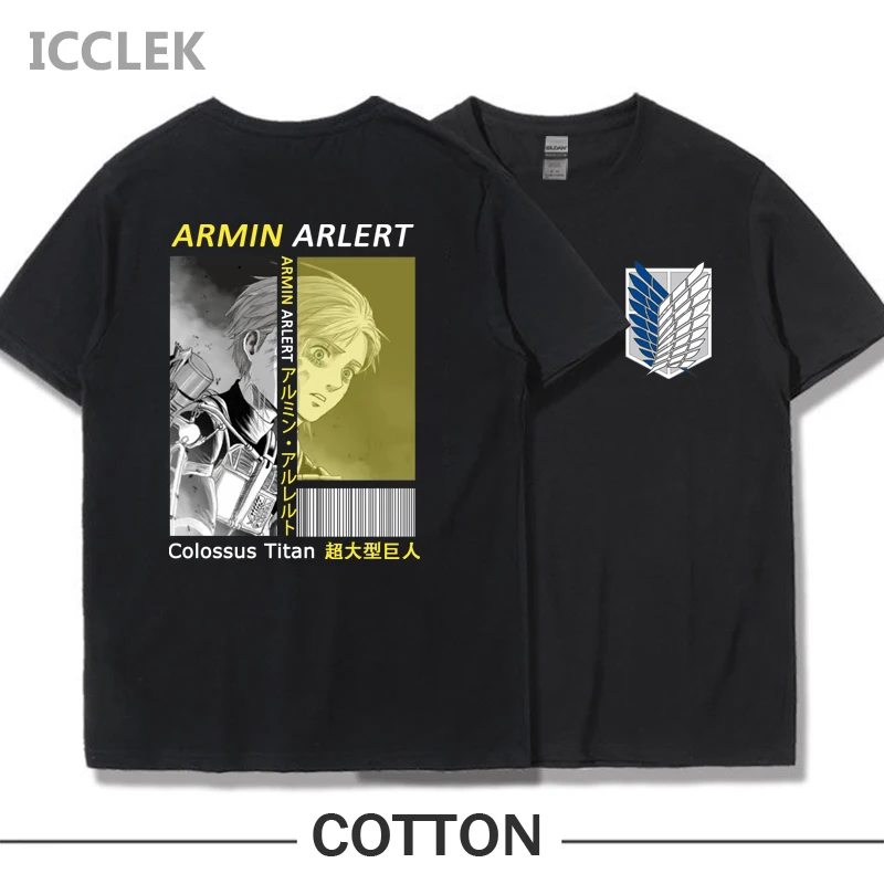 

Attack on Titan T-Shirt Levi Ackerman Armin Arlert Reiner Braun TShirt Women Men Clothes Manga Tops Tees Harajuku Graphic Shirt