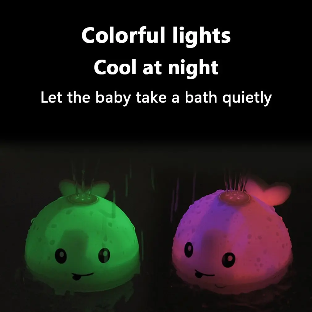 Baby Bath Toys Cute Cartoon Whale Spray Water Shower Swim Pool Bathing Toys Electric Whale Bath Ball with Light LED Light