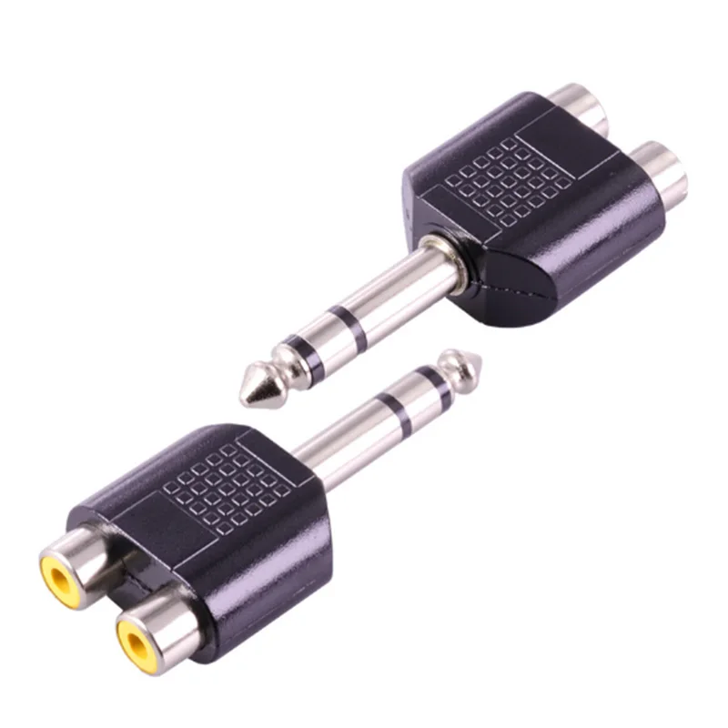 

100pcs Dual RCA Female Jacks to 6.35mm 3-pole Stereo Male Plug Audio Adapter 6.35mm RCA Connector Converter