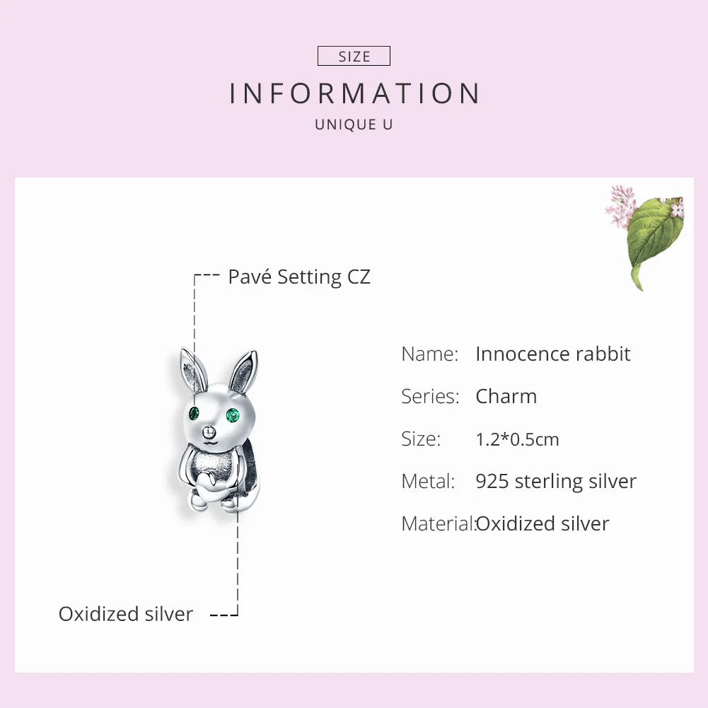 Подвеска в виде кролика из серебра 925 пробы для браслета | Украшения и аксессуары